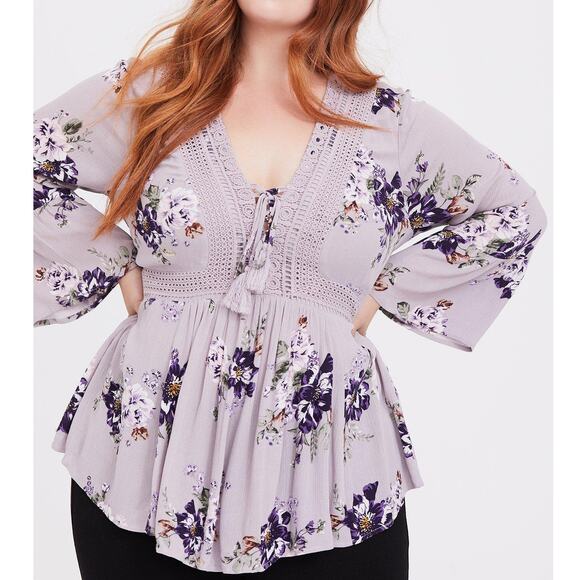torrid Tops - Torrid Lavender Floral Blouse
